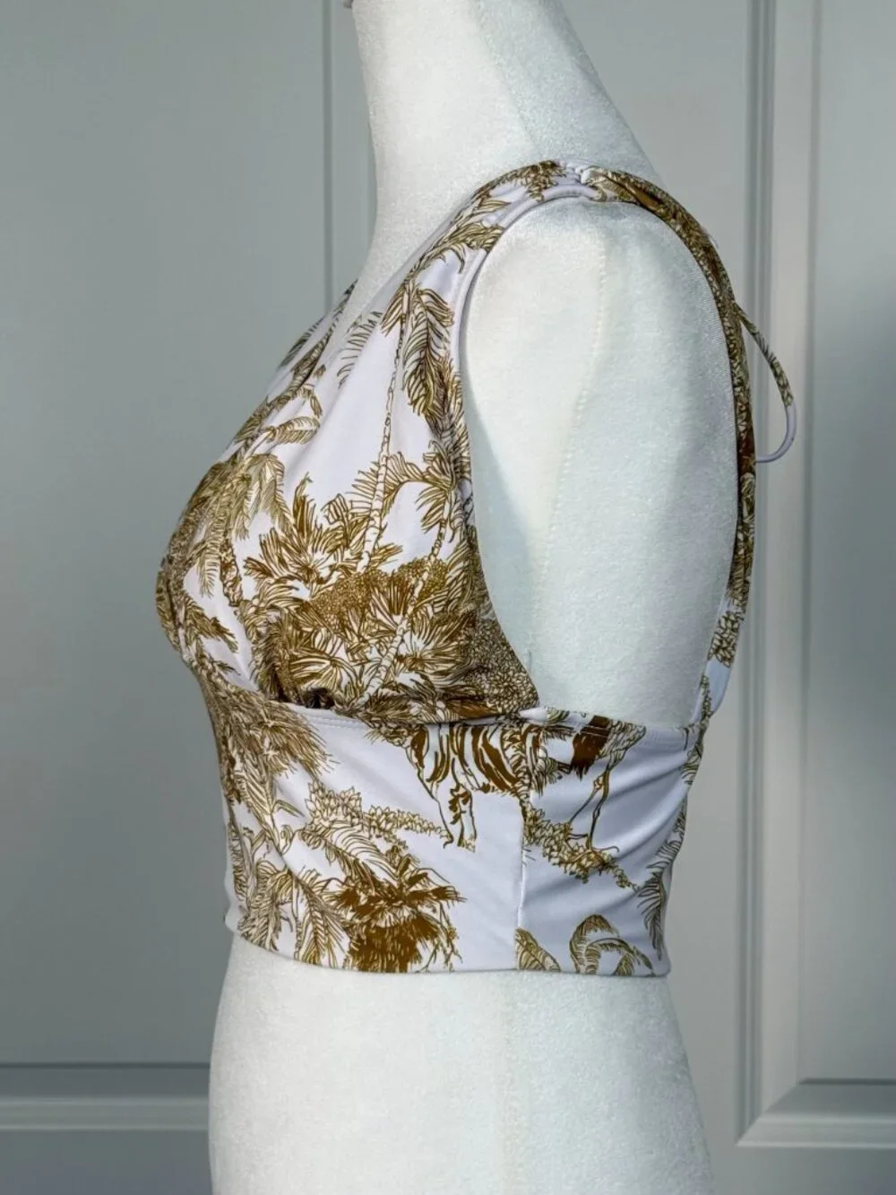 GEODE SWIMWEAR Rio Tankini Top , Size Small, Tan/white Print - Picture 12 of 14